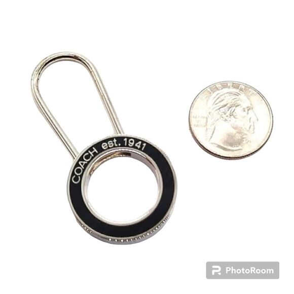 Coach Vintage black enamel pinch lock locket keychain FOB purse charm. NWOT - Picture 5 of 7